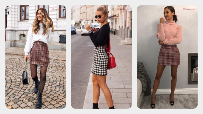 Checked And Plaid Skirt